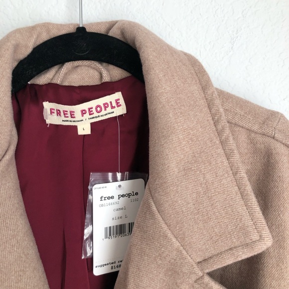 Free People Camel Hannah Slouchy Pea Coat Blazer - Picture 4 of 7